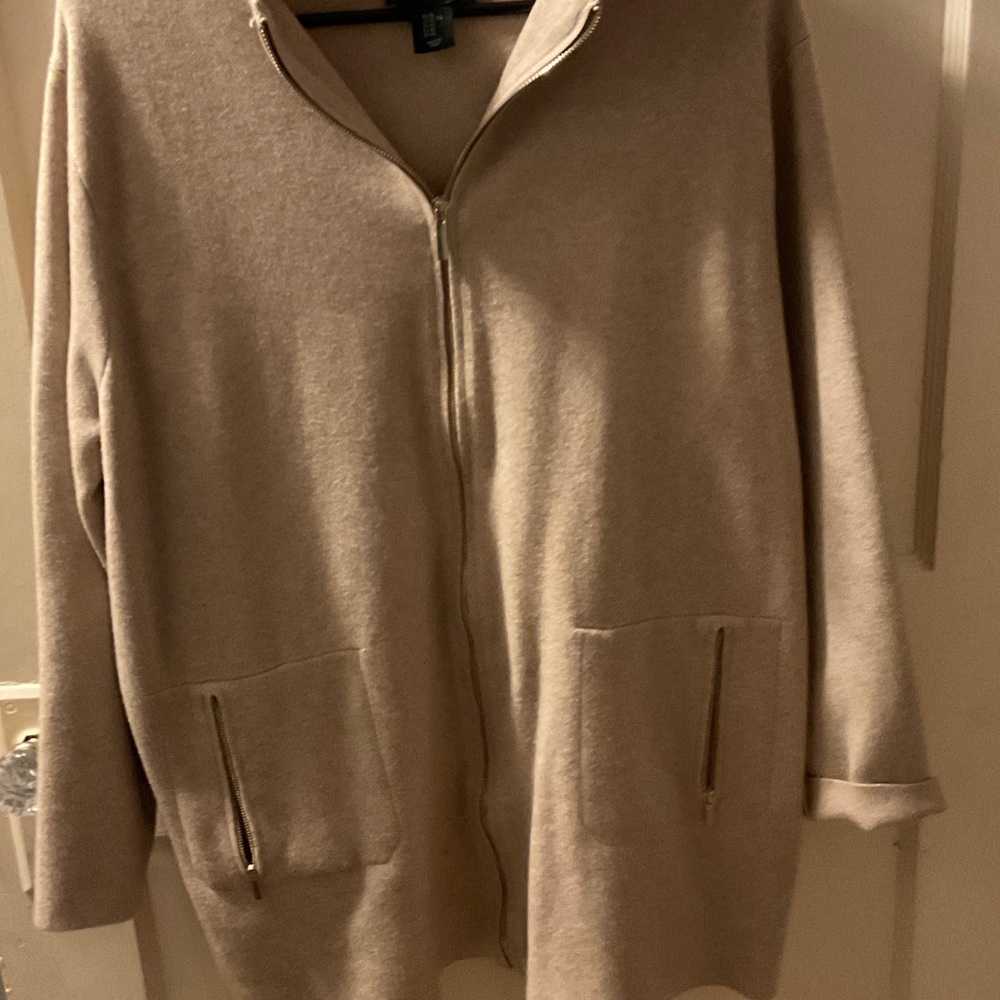Vince Camuto Tan Zip-Up Cardigan